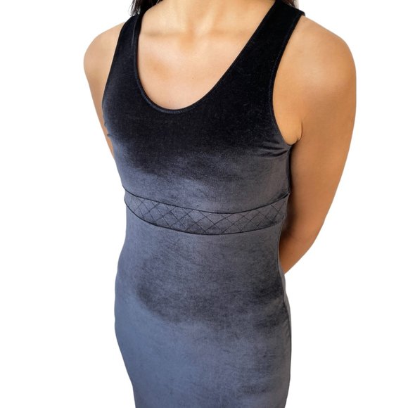 CHANEL Vintage CC Logo Velvet Long Dress Sleeveless Black Cotton [101427] - Picture 3 of 13